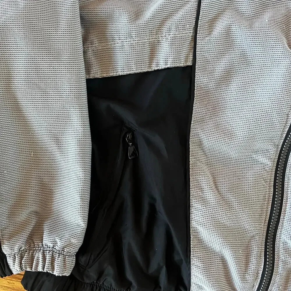 Vintage 90s Adidas Colorblock Windbreaker Jacket - Grey/Black - Large